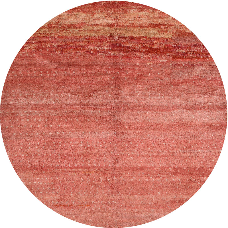 Tapis de zone rouge/rose contemporaine, Rond 5 pi