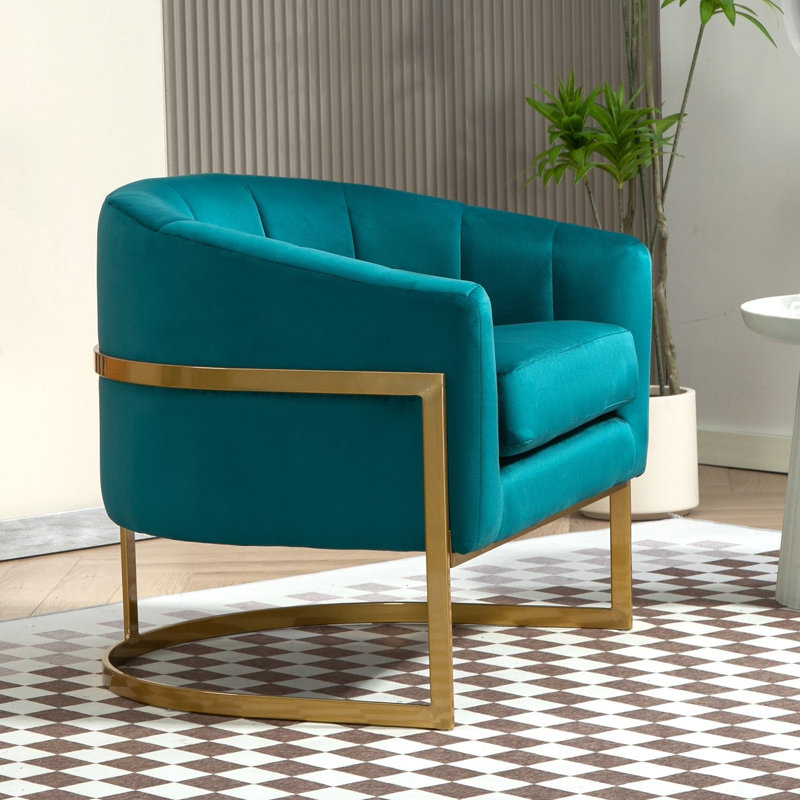 Fauteuil en velours doré, Bleu vert