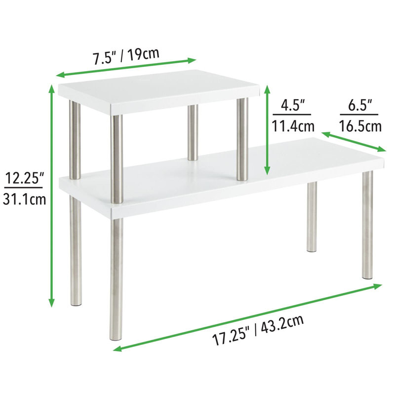 Nong Freestanding Stainless Steel Spice Rack with Adjustable Racks, Matte White