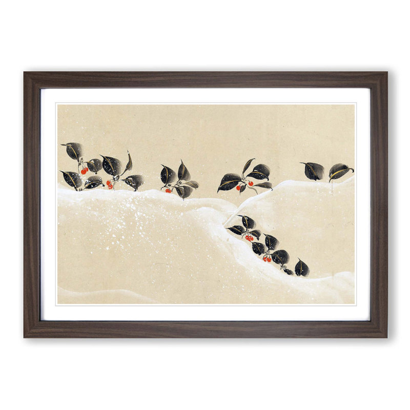 Winter Tree by Flowers Vol.1 by Sakai Hoitsu - Picture Frame Painting Print, Walnut Framed, 36cm H x 48cm W x 2cm D