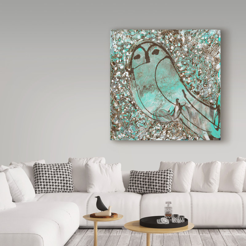 «Owl III» par Cecile Broz - reproduction d'art sur toile tendue, H 14 po x l 14 po x P 2 po
