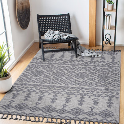 Tapis d'intérieur / extérieur blanc / gris 5X7 LOOM & LUXE Collection