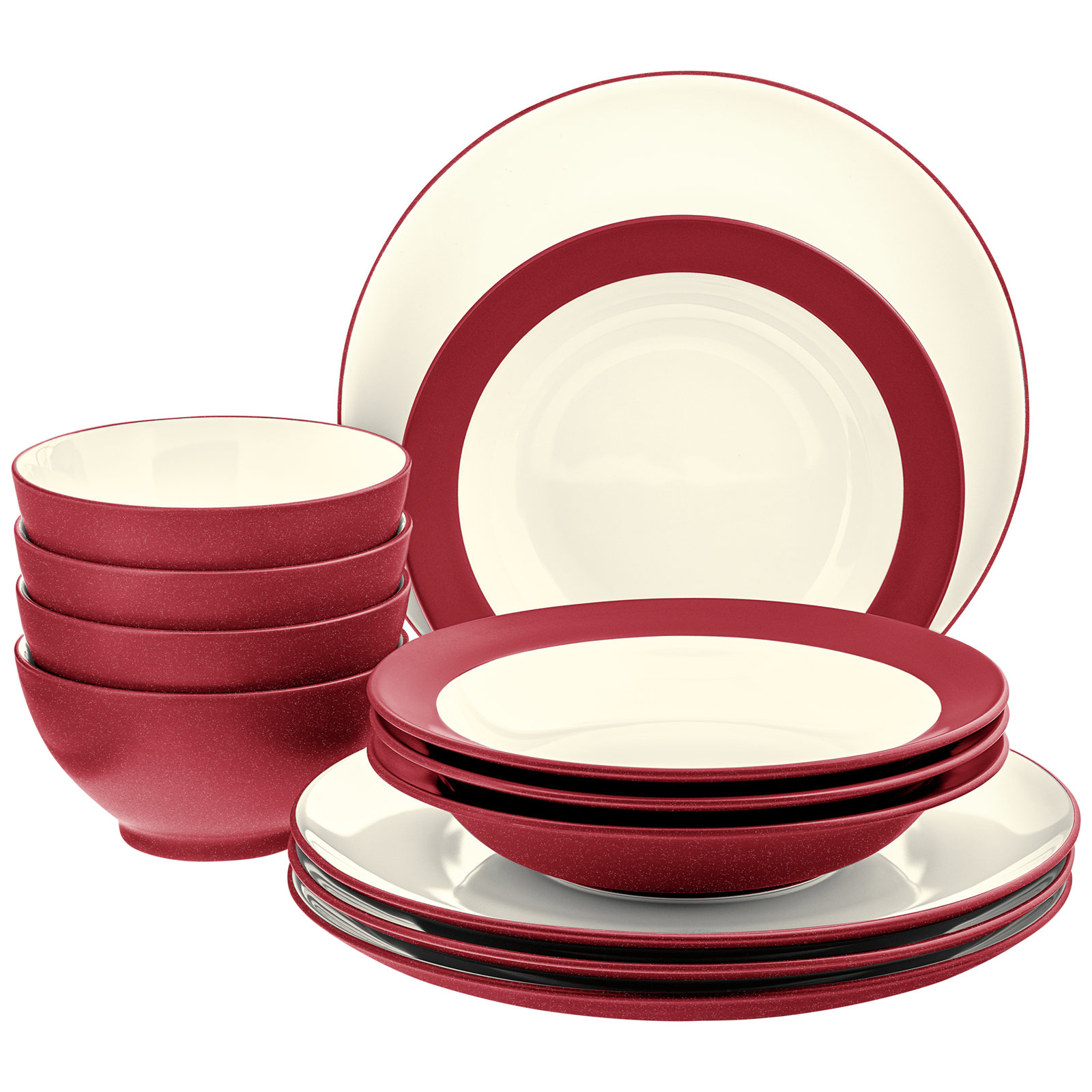 Colorwave Stoneware Dinnerware Set - Service for 4, Raspberry