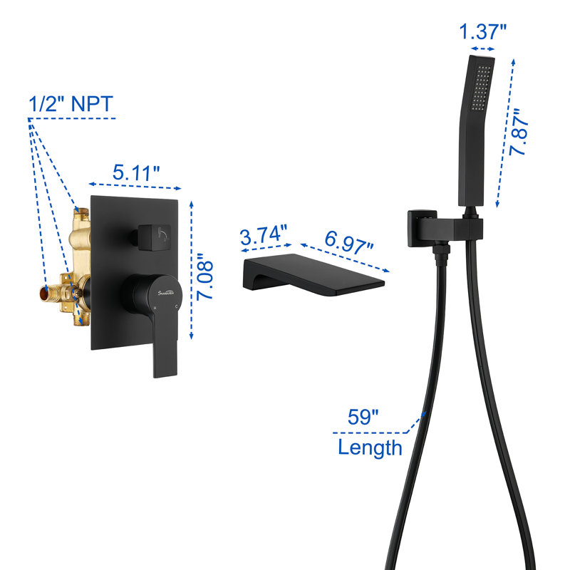 Pressure-Balanced (Temperature Control Only) Complete Shower System, Black