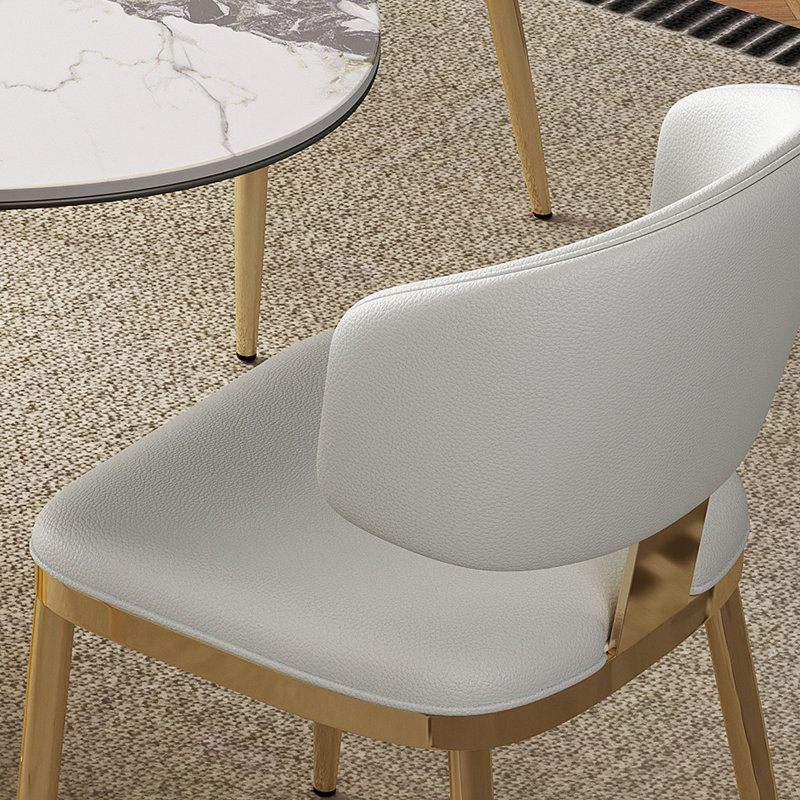 Chaises de salle à manger en cuir Marlon, Doré, Blanc
