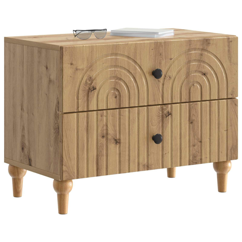 62cm W Manufactured Wood Bedside Table, Artisan Oak