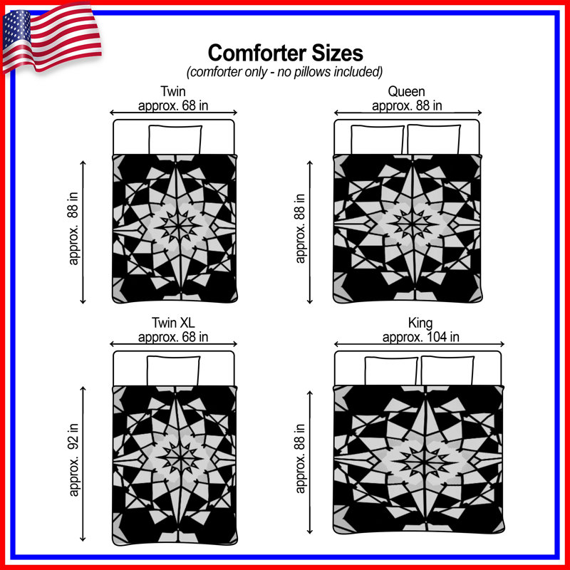 Black White Geometric Pattern Comforter, Queen
