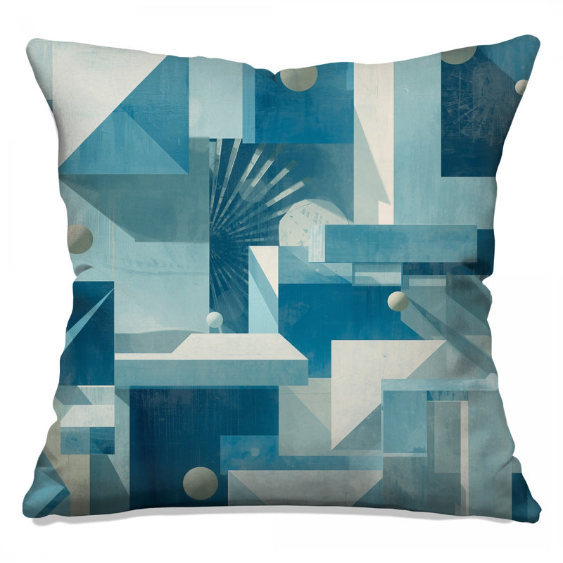 Coussins décoratifs bleus à motif géométrique double face, 18 x 18 inches