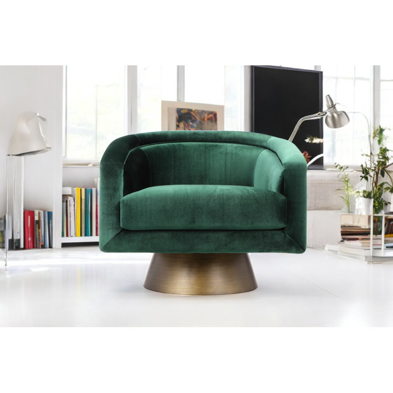 Méridienne pivotante en velours de 33 po de largeur Pangea Home Andrea, Velours vert