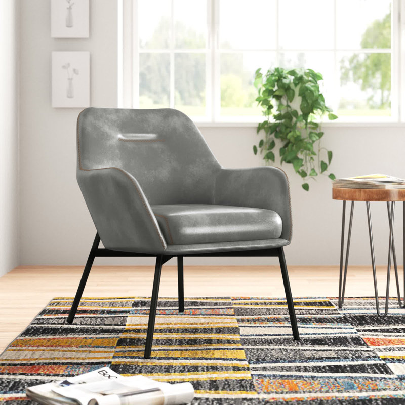 Faux Leather Armchair, Gray