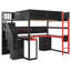 Lit mezzanine avec bureau intégré et escalier de rangement-894536400