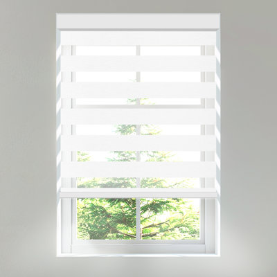  Cordless Zebra Blinds for Windows Light Filtering Roller Shades Dual Layer Day and Night privacy,Light control,Easy to install for home, White, 65"W x 64"H