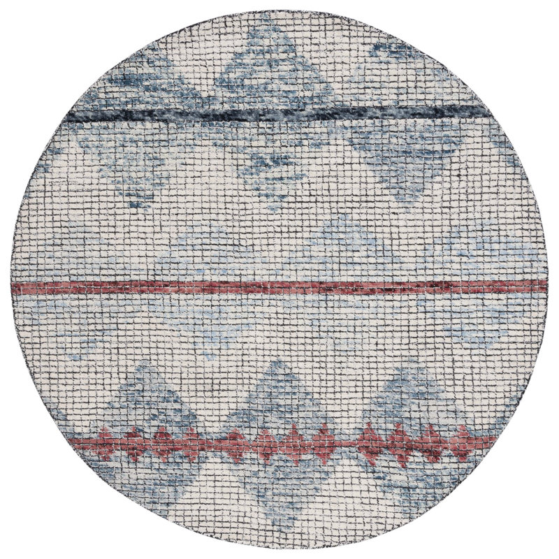 Tapis abstrait ivoire / bleu Abstract 479, Rond 6 pi