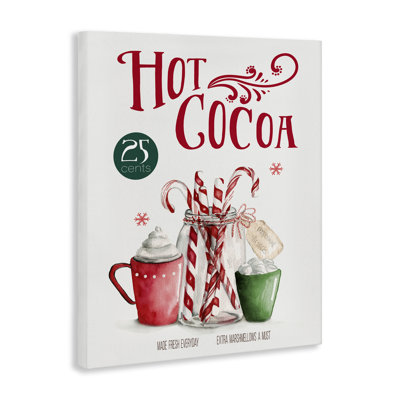 Vintage Winter Hot Cocoa Canvas Wall Art by Carol Robinson