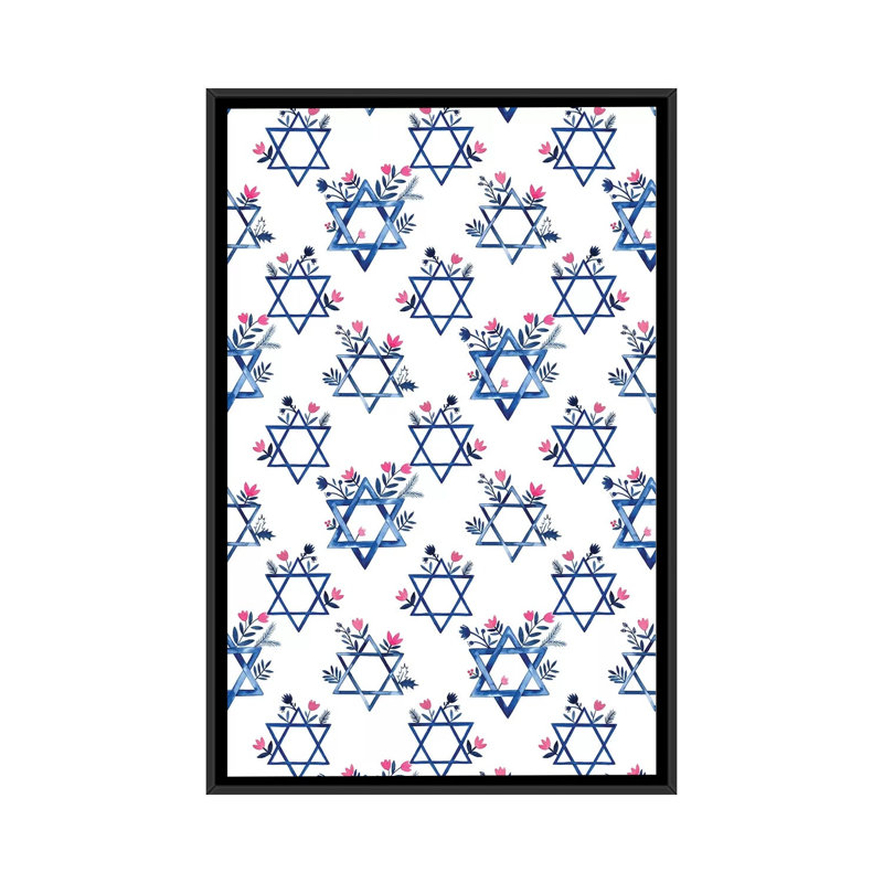 Collection de boho Hanoukka E par Grace Popp-impression d’art graphique, H 48 po x l 32 po x P 1,5 po, Toile avec cadre noir
