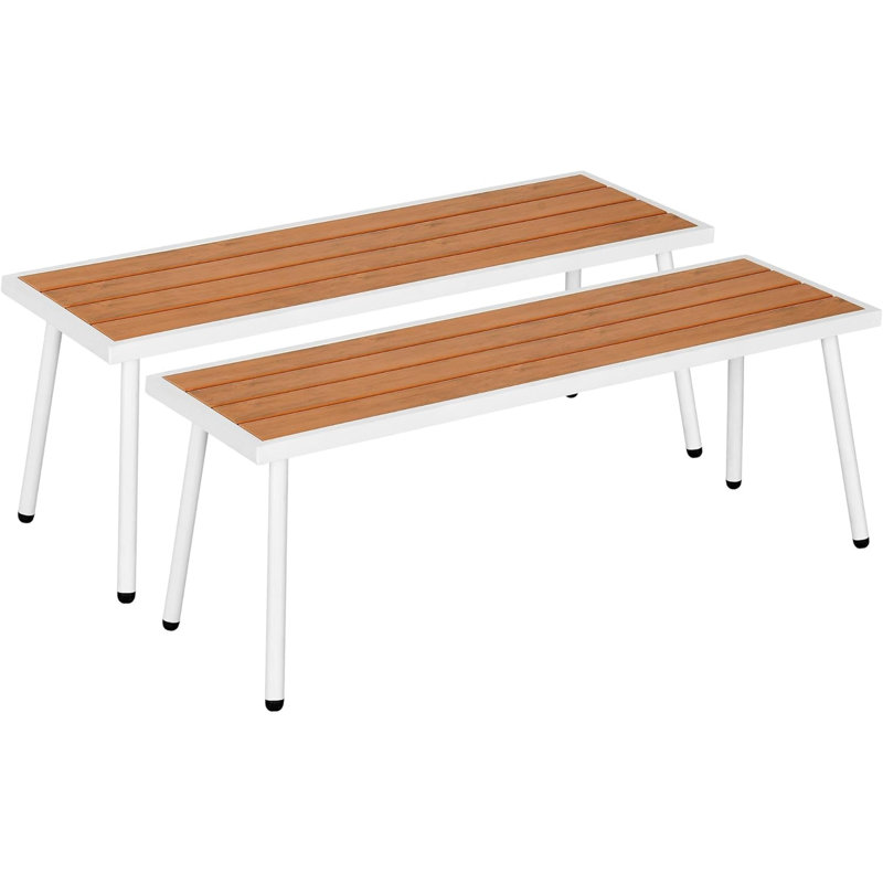 Banc d'extérieur en faux bois Ebern Designs