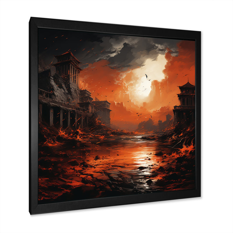 Grèce «Carthages Fall Landscape I», art mural Classics, Cadre simple noir, H 36 po x l 36 po x P 1,5 po