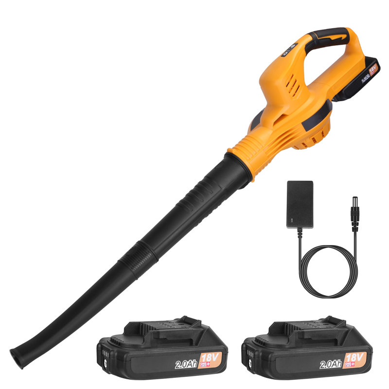 Souffleur de feuilles électrique sans fil avec soufflerie électrique à piles Max 124MPH 300CFM avec 2 vitesses réglables 2Pcs 18V 2000 mA et chargeur pour Y