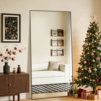 Extra Large Metal Framed Mirror, Floor Standing Full Length Mirror for Bedroom, Living Room or Home Gym