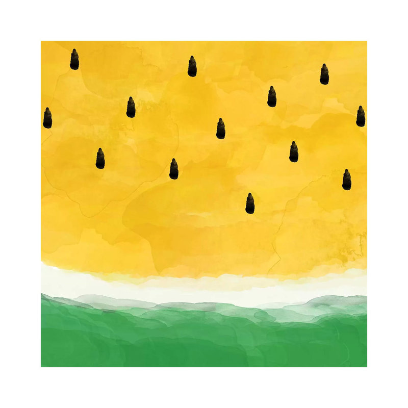 Yellow Watermelon Abstract 1 Piece Wrapped Canvas Wall Art, 66.04 cm H x 66.04 cm W x 1.91 cm D