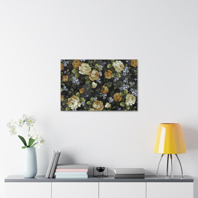 Monochromes roses et grises petites fleurs sur toile, art mural