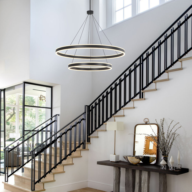 Maleea Modern Chandelier Light Led Kitchen Island Pendant with Remote Control for High Ceiling, 39.4" H x 31.5" W x 31.5" D