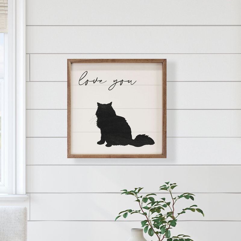«Love You», chat à poils longs, blanc, H 24 po x l 24 po