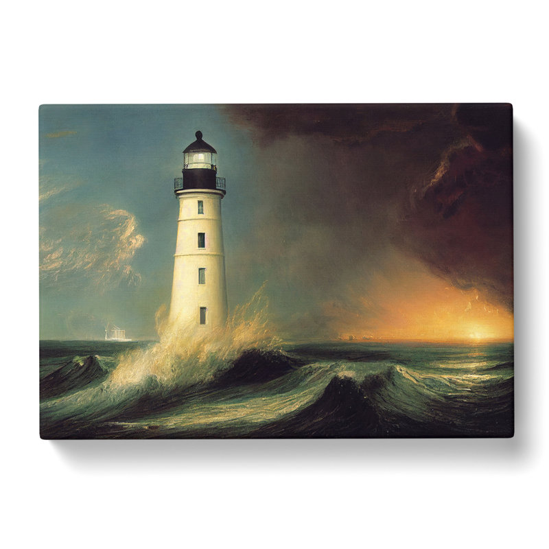 Dashing Lighthouse Seascape - Wrapped Canvas, 35cm H x 50cm W x 3cm D