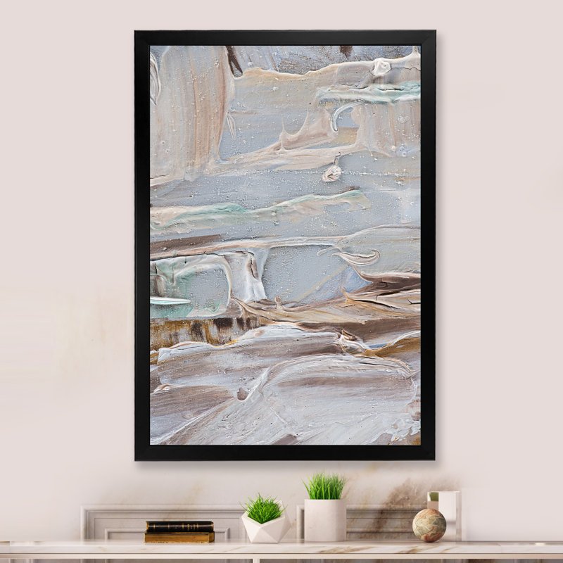 Strokes of Beige and Brown III - reproduction d'art sur toile encadrée, H 20 po x l 12 po x P 1 po
