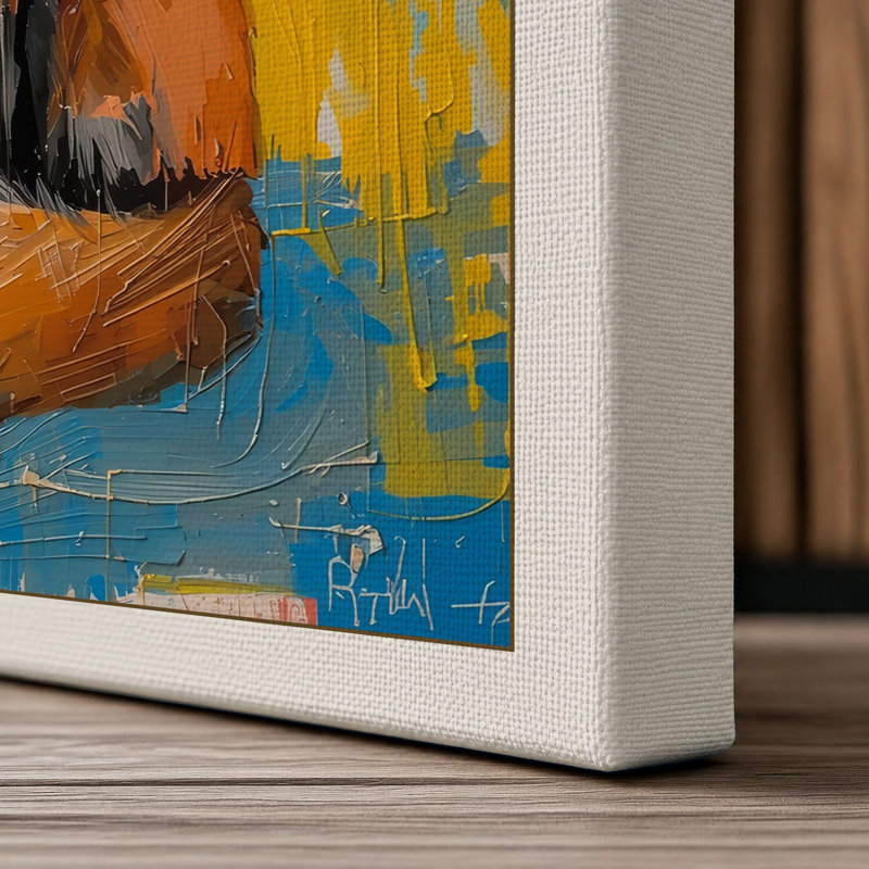 Contemplative Fox Modern - Wrapped Canvas, 24x16 - 61.0 x 40.6 cm, Cream Border