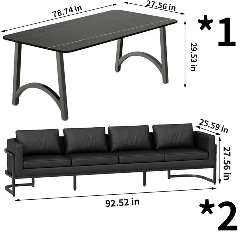 Ensemble de salle à manger Mauren, H 29,53 po x L 78,74 po x l 27,56 po