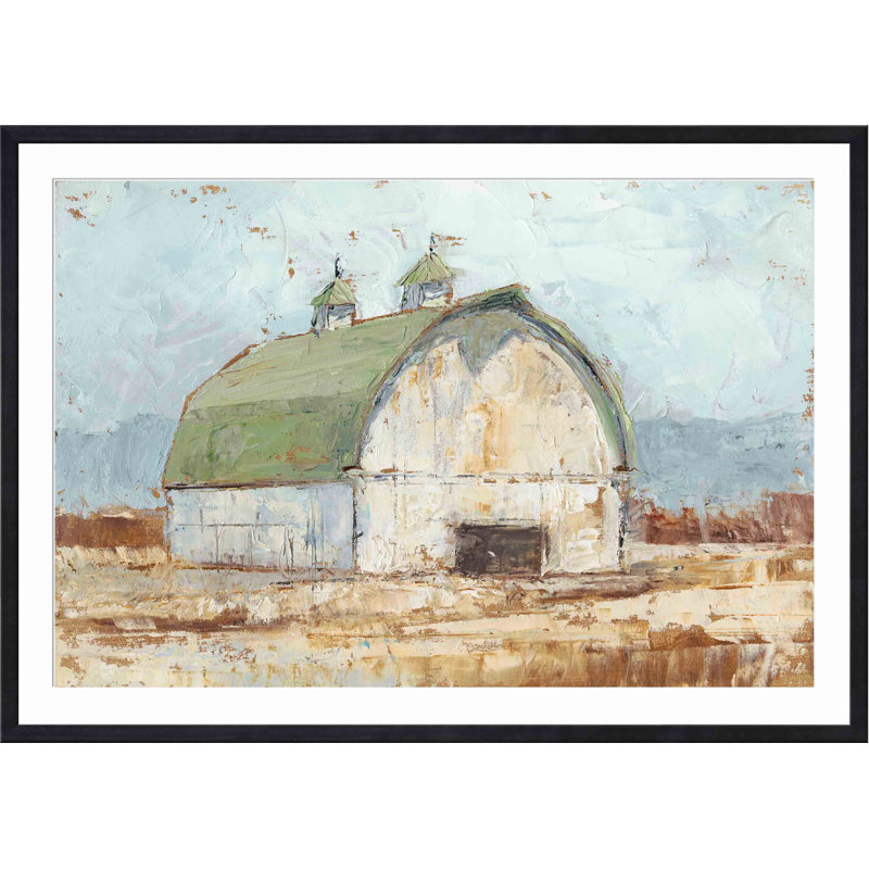 «Whitewashed Barn III» par Ethan Harper - peinture encadrée, Noir, H 12 po x l 12 po