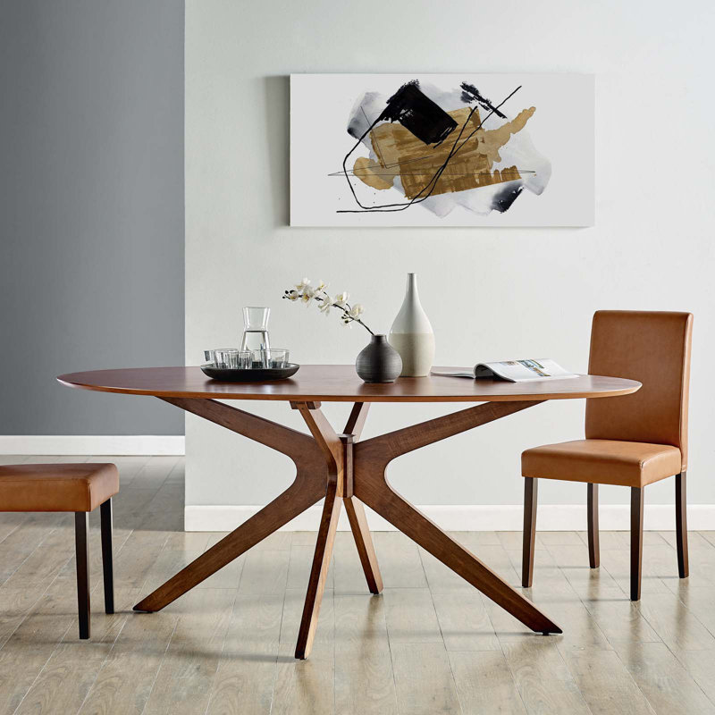 Walnut Oval Mid-Century Modern Dining Table for Eight