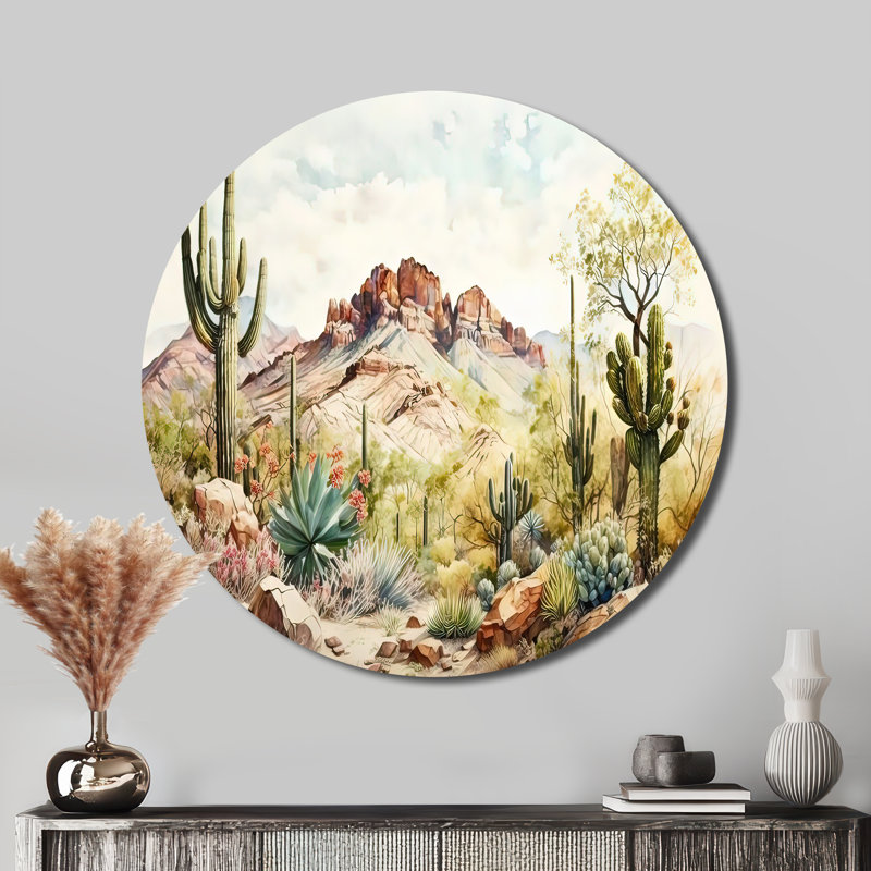 Marche - Paysages, art rond en métal, H 16 po x l 16 po