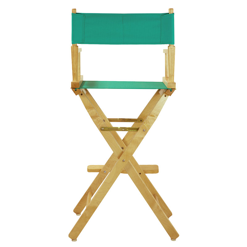 Chaise de réalisateur pliante de 30 po avec toile, Naturel, Bleu sarcelle