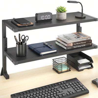 Étagère à 2 niveaux VIVO Black Clamp-on 24 po au-dessus ou en dessous du bureau