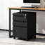 Classeur mobile H 23,6 po x l 14,7 po à 3 tiroirs noir avec serrure, classeur en métal roulant entièrement assemblé sur roulettes, pour le bureau personnel et sous le bureau, peut contenir des documents de format lettre, légal et A4-816357517
