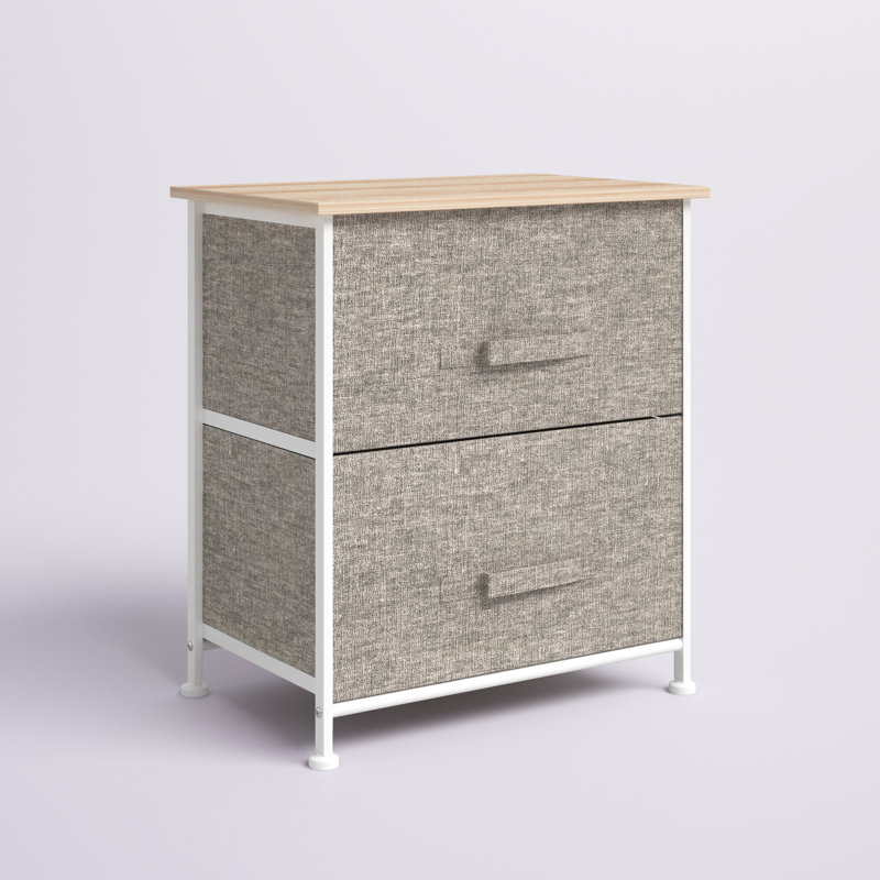 Commode 2 tiroirs Odeth, gris