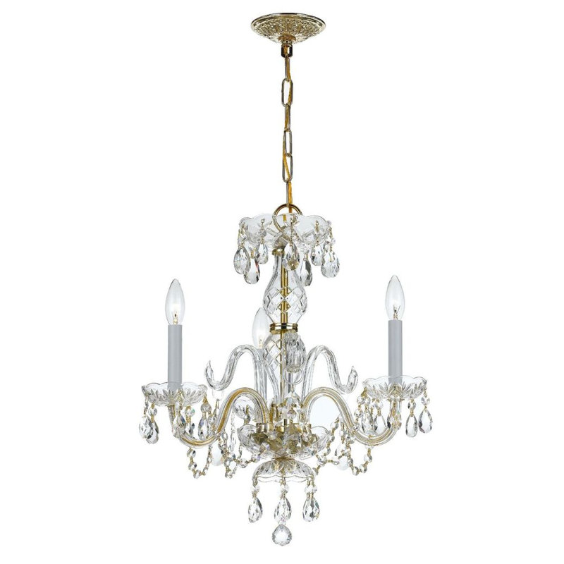 Wehr 3 - Light Candle Style Classic / Traditional Chandelier, Majestic Wood Polished/Polished Brass
