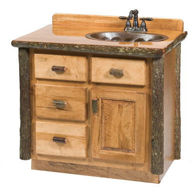 Meuble-lavabo Fireside Lodge Hickory - 36 po - Plateau de style dalle - Espresso - Verre liquide - Lavabo