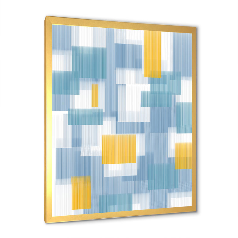 «Colorfields in Shades of Teal and Orange», reproduction de cadre photo sur toile, H 32 po x l 16 po x P 1 po, Cadre doré