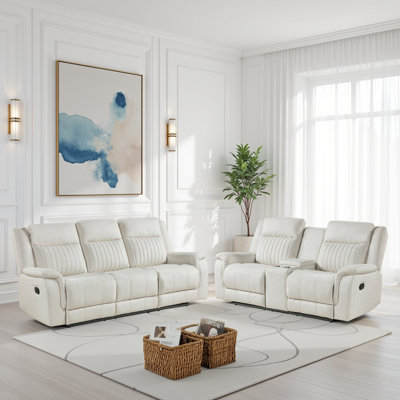 Hennig Modern & Contemporary 2-Piece Living Room Set with Polished Microfiber Upholstery, Stylish Contrast Piping & Foam over Pocket Coils Comfort by Latitude Run