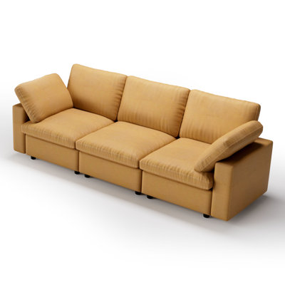 100" Pu Sectional Couch With L-Shape Chaise&Movable Ottoman,Modern Modular Sofa With Deep Seat,Couches For Living Room Bedroom
