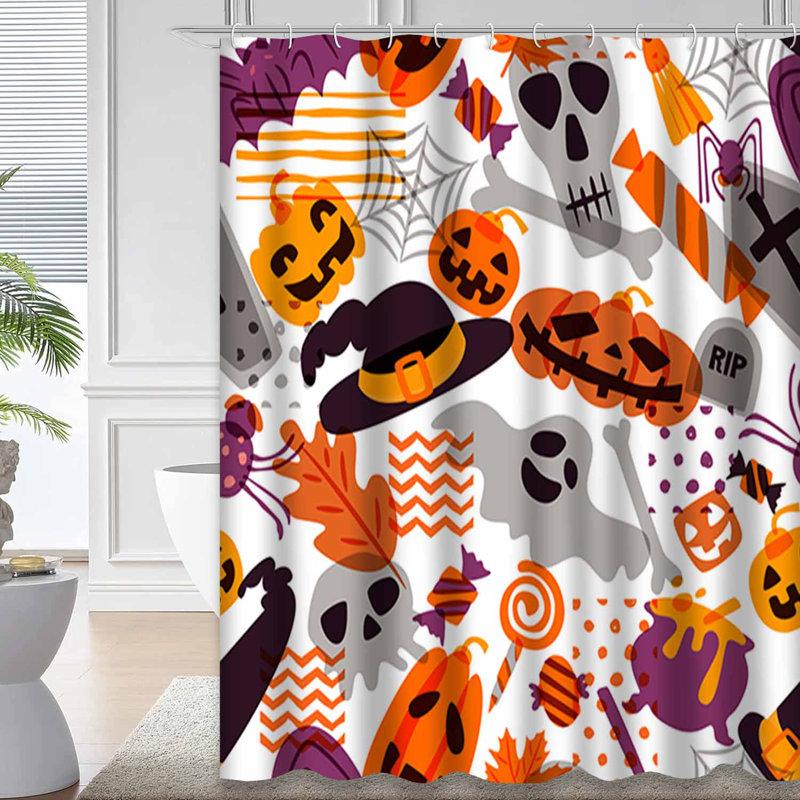 Rideau de douche Halloween Doodle, L 72 po x l 72 po
