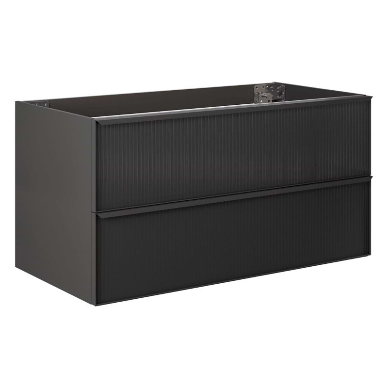 Astor 42" Single Vanity With Integrated White Solid Surfacetop, Black, 36"
