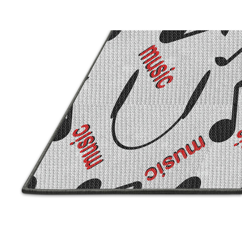 Tapis noir/rouge/gris tissé à la machine, Tapis de couloir 2 pi x 5 pi
