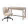 Egils 48W X 24D Farmhouse Writing Desk And Chair Set In Washed Grey, Compact Workspace Solution For Home Office