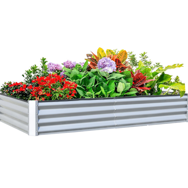 6X3x1ft Galvanized Raised Garden Bed, Outdoor Planter For Gardening. Generous Space Plants. Steel, . Open Base Rich Soil. Stable With Support Rods. Safe Edge Design. Hassle- Assembly Bed 6X3x1ft,