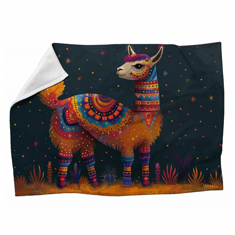 Jeté en molleton Decorated Llama - Jetés d'animaux pour canapés ou lits, Jeté