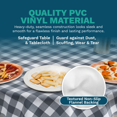 Tablecover-Vinyl With Flannel Back,52"X52"Square, Water Proof, Easy To Clean,Checked Design